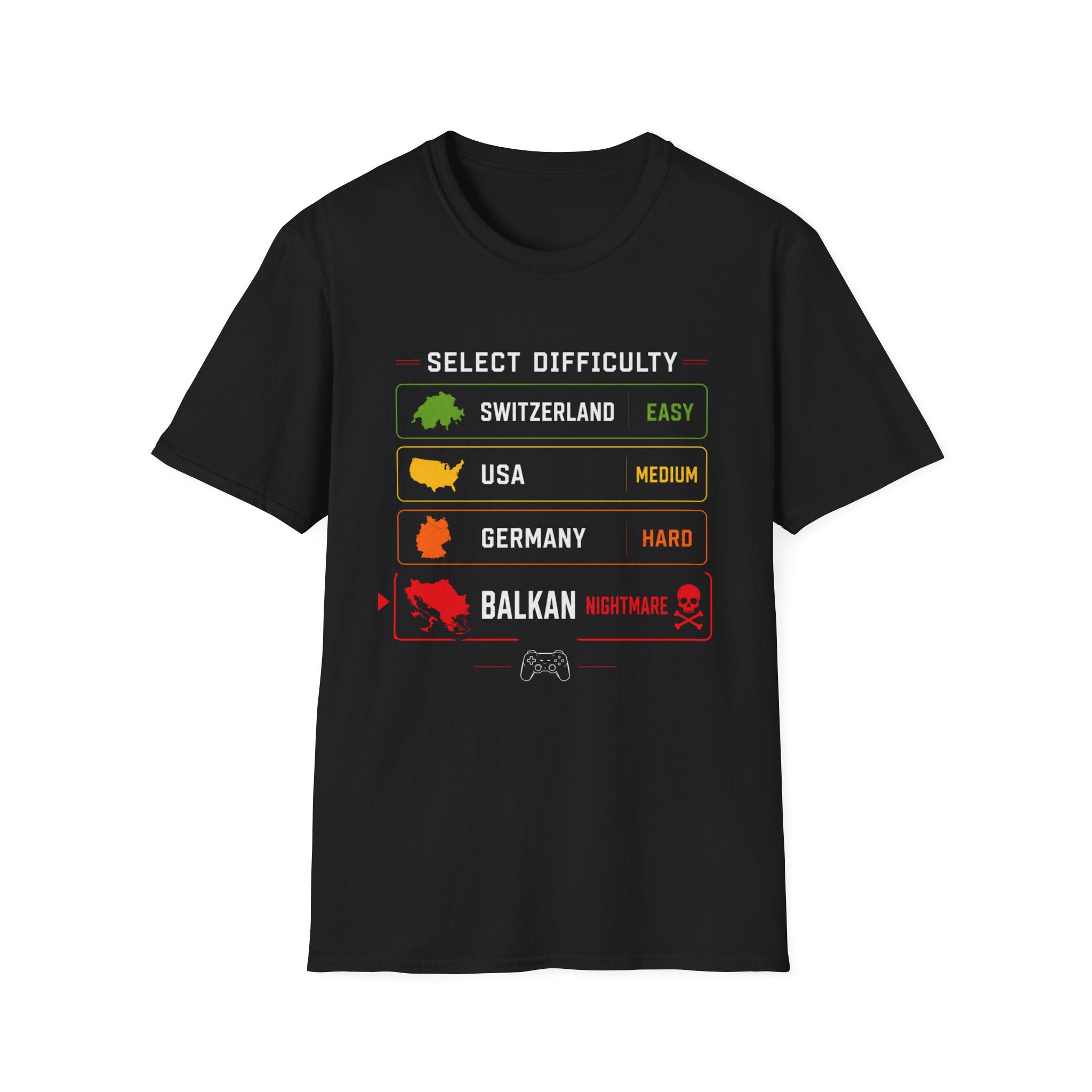 Select Difficulty Gaming T-Shirt — Balkan Nightmare