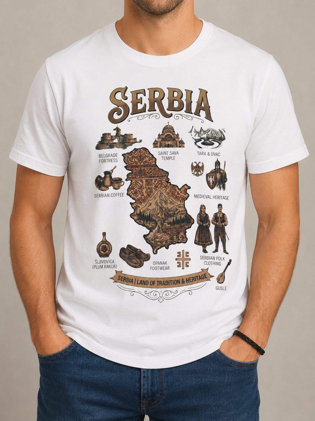 Serbia Heritage Premium Majica | Land of Tradition & Heritage Edition